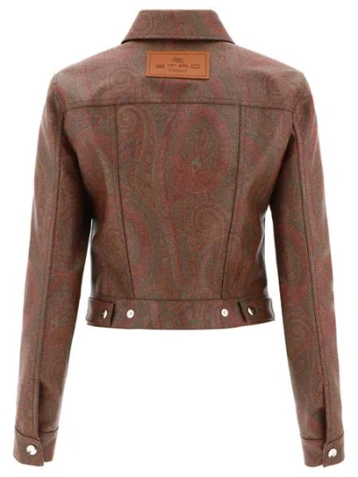Etro Cropped Paisley-print Coated Cotton-blend Canvas Jacket In Multicolor