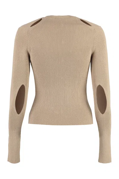Fendi Biscuit Cotton Blend Cardigan In Beige