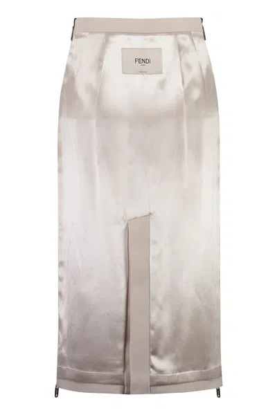 Fendi Midi Pencil Skirt In Ivory