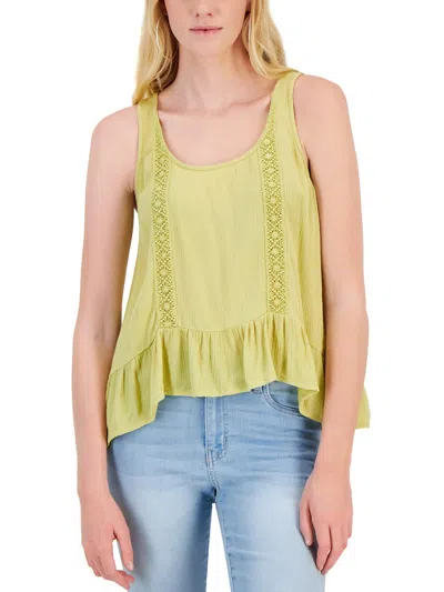 Hippie Rose Womens Crochet Peplum Tank Top In Multi