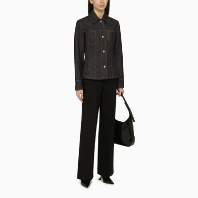 Ferragamo Dark Denim Single Breasted Jacket In Multicolor