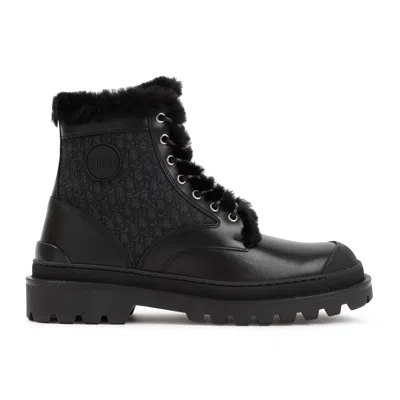 Dior Black Lace Up Boots In Black