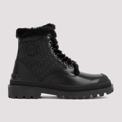 Dior Black Lace Up Boots In Black