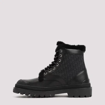 Dior Black Lace Up Boots In Black