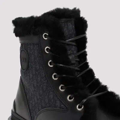 Dior Black Lace Up Boots In Black
