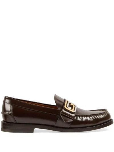 Gucci Black Moccasin Leather Lace-up Shoes For Men In Black