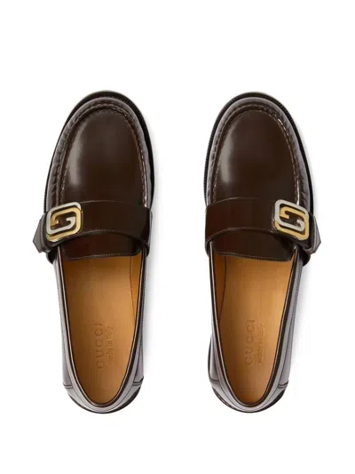 Gucci Black Moccasin Leather Lace-up Shoes For Men In Black