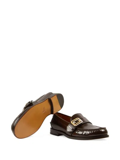 Gucci Black Moccasin Leather Lace-up Shoes For Men In Black
