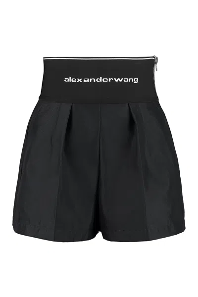 Shop Alexander Wang Techno Fabric Shorts With Elastic Waistband In Black
