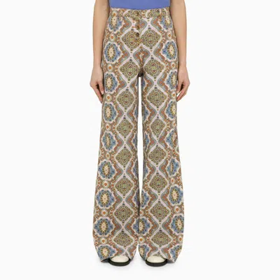 Shop Etro Multicolored Wide-leg Cotton Trousers For Women