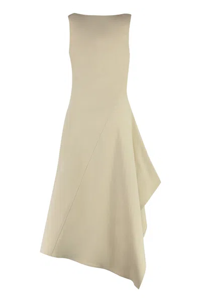 Bottega Veneta Cotton Midi-dress In Beige