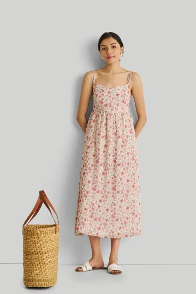 Reistor Women's Pink / Purple Strappy Gathered Petal Fusion Midi Crepe Dress In Multi