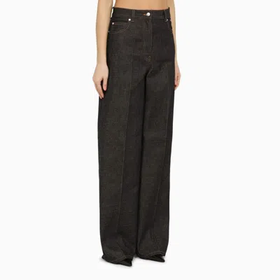 Ferragamo Wide Dark Denim Jeans In Multicolor