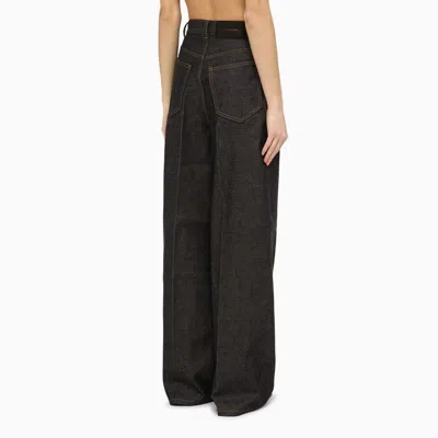 Ferragamo Wide Dark Denim Jeans In Multicolor