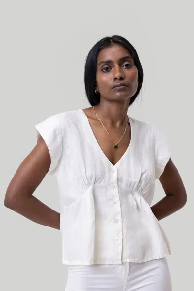 Reistor Deep V-neck Short Top In White