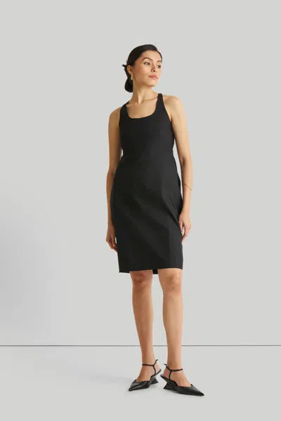 Reistor Fitted Knee Length Dress In Black
