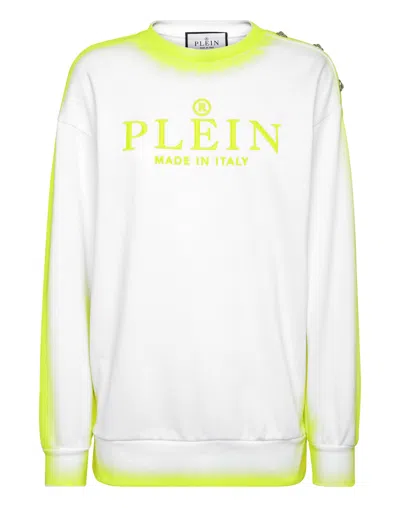Philipp Plein Logo-embroidered Cotton Sweatshirt In White