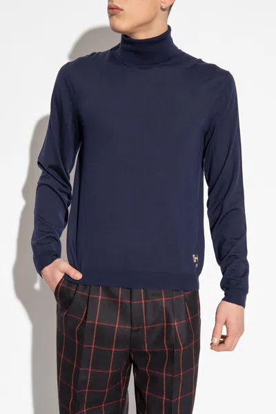 Gucci Men's Blue Wool Turtleneck Sweater For Ss23 In Blue