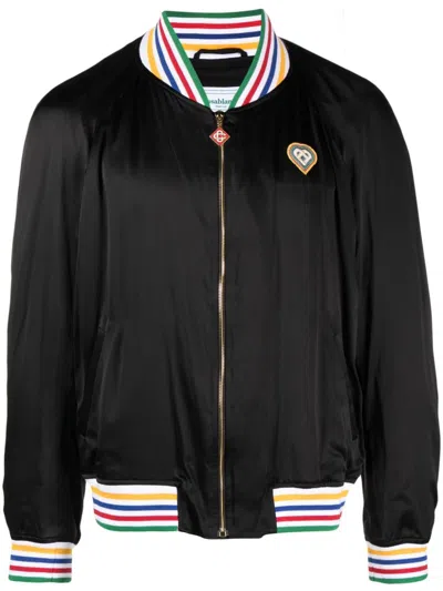 Casablanca Souvenir Logo-patch Bomber Jacket In Black