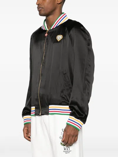 Casablanca Souvenir Logo-patch Bomber Jacket In Black