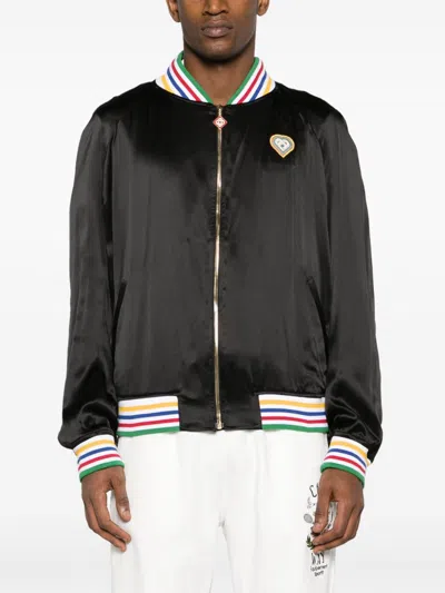 Casablanca Souvenir Logo-patch Bomber Jacket In Black