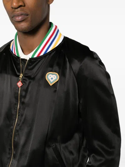 Casablanca Souvenir Logo-patch Bomber Jacket In Black