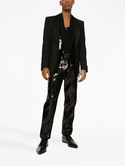 Dolce & Gabbana Single-breasted Stretch Wool Sicilia-fit Tuxedo Jacket In Black