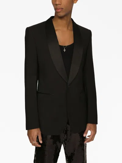 Dolce & Gabbana Single-breasted Stretch Wool Sicilia-fit Tuxedo Jacket In Black