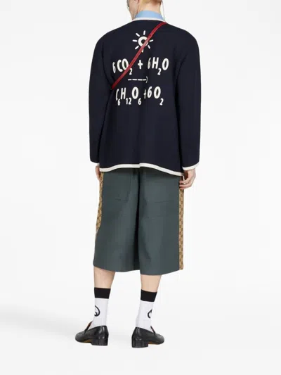 Gucci Cotton Canvas Bermuda Short With Gg Inserts In Grey