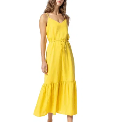 Lilla P Tami Textured Woven Maxi Dress In Saffron In Yellow