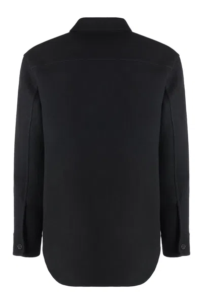 Jil Sander Wool Coat With Long Sleeves And Curved Hem In Black