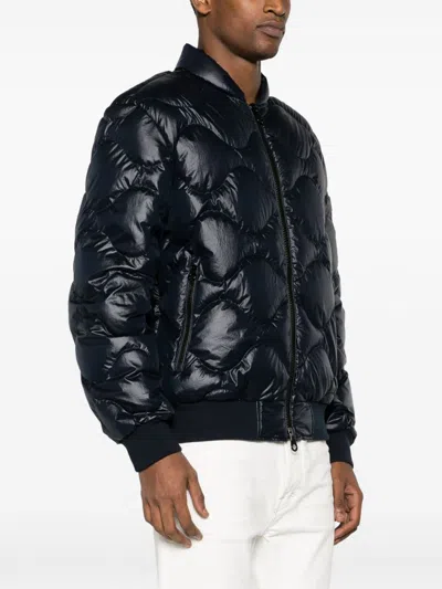 Duvetica Quilted Padded Bomber Jacket In Blue