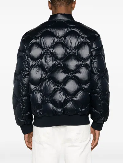 Duvetica Quilted Padded Bomber Jacket In Blue