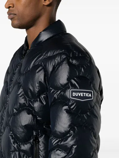 Duvetica Quilted Padded Bomber Jacket In Blue
