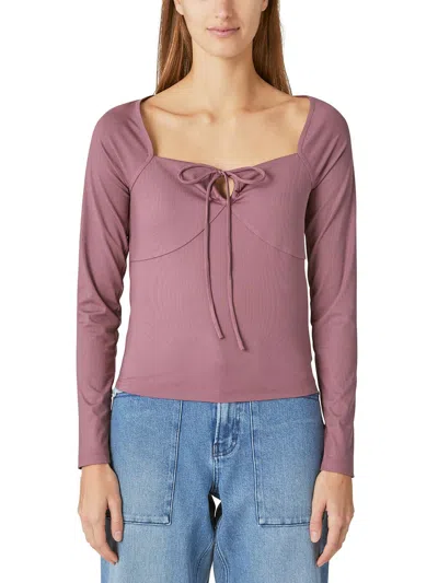 Lucky Brand Womens Halter Tie Neck Square Neckline Blouse In Purple