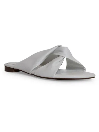 Smash Nina Womens Knot-front Slip On Slide Sandals In White
