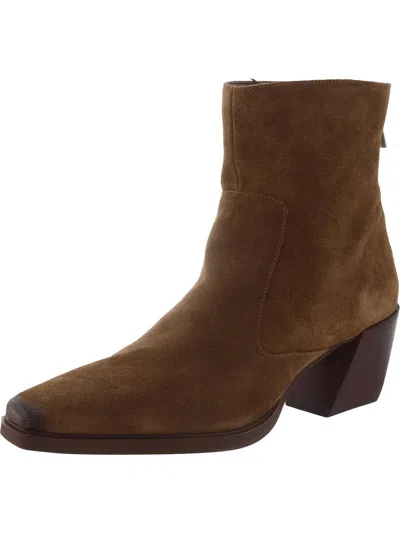 Vince Camuto Womens Block Heel Square Toe Booties In Brown