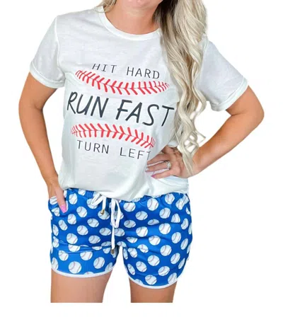 Jess Lea Play Ball Baseball Shorts In Blue In Blue
