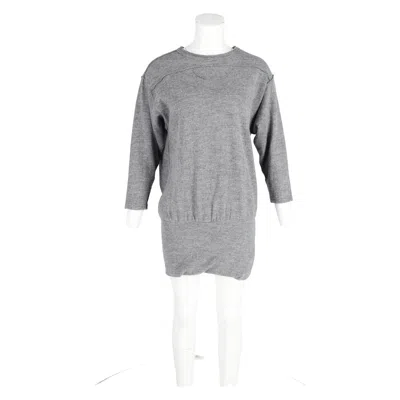 Isabel Marant Quarter-sleeve Mini Dress In Grey Wool In Grey