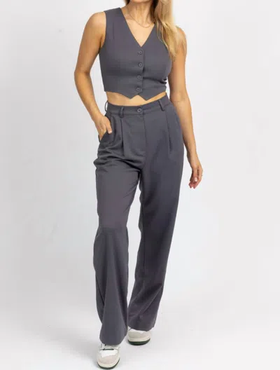 Hey Babe Button Vest And Trouser Set In Grey In Grey