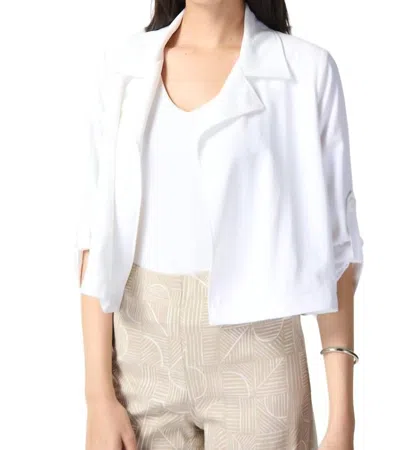Joseph Ribkoff Cropped Rolled Tab Top In Vanilla In White