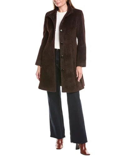 Sofiacashmere Stand Collar Wool & Alpaca-blend Coat In Brown