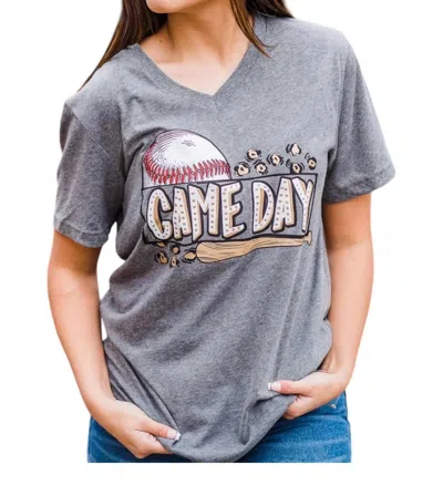 Spirit To A Tee Game Day Leopard Baseball Tee In Grey In Grey
