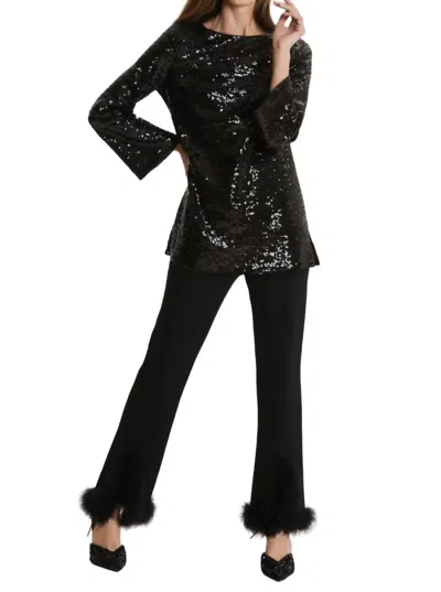 Tyler Boe Sequin Blouse In Black In Black