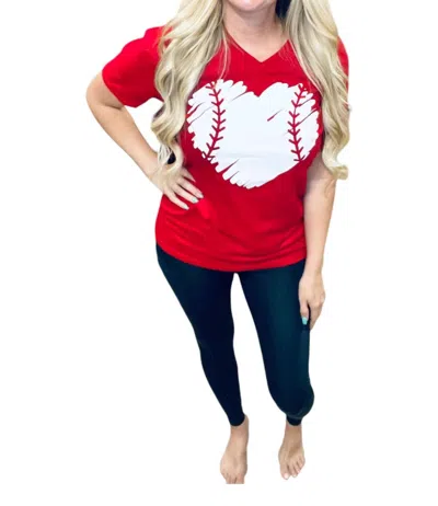 Spirit To A Tee Baseball Heart Tee In Red In Red