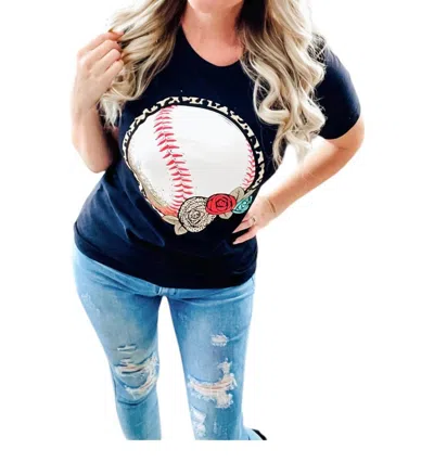 Spirit To A Tee Leopard Floral Baseball Tee In Black In Black