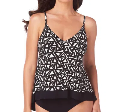 Magicsuit Bermuda Triangle Underwire Jolene Layered Tankini Top In Black White In Black