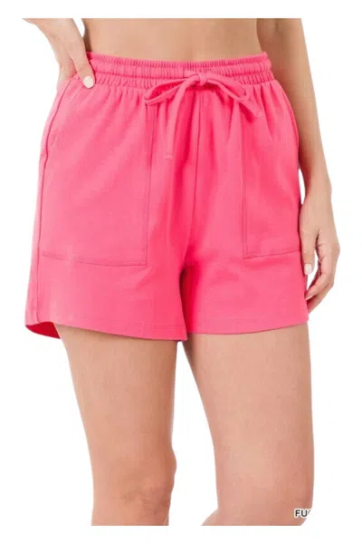 Zenana Cotton Shorts In Pink In Pink