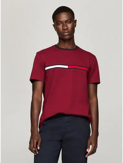 Tommy Hilfiger Embroidered Flag Stripe Logo T In Red