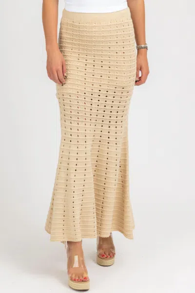 Fore Knit Fit And Flare Slit Skirt In Beige In Beige